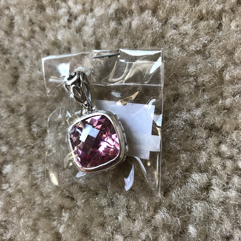 925 Sterling Silver Square Purple Charm